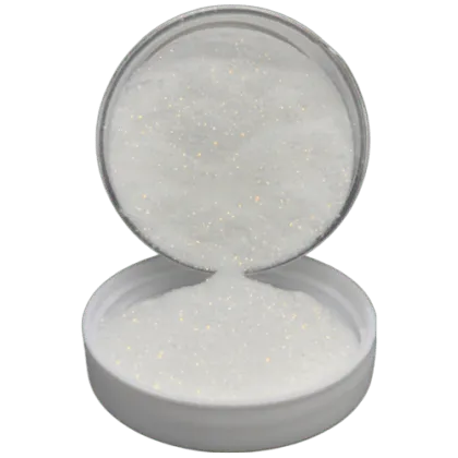 .008 lightning bug metal flake in jar spilled onto lid