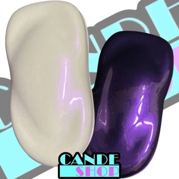 Fluro Frenzy Purple spray outs over white (on the left) and over black (on the right) showing the purple color flop