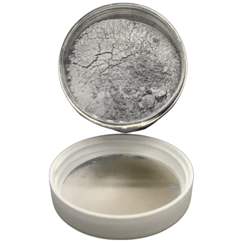 grayscale nardo gray pearl in jar spilling onto the lid in front of it