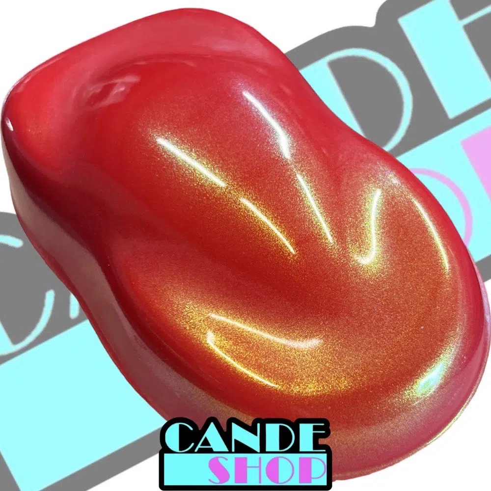 outrageous ecstasy amber gold spray out over red hot base